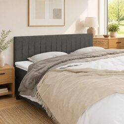Warm Grey Fabric Headboard with Adjustable Height
