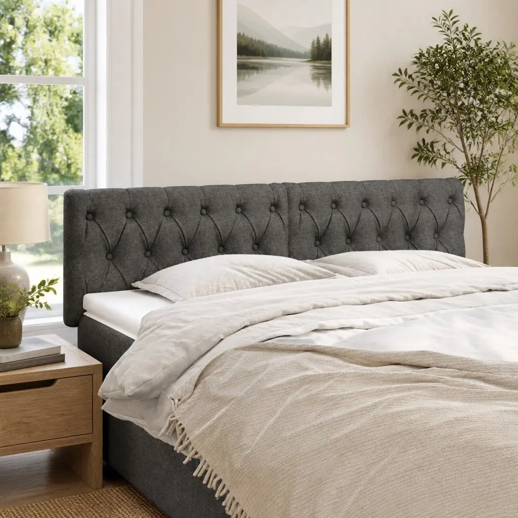 Dark Grey Headboard with Strong Support