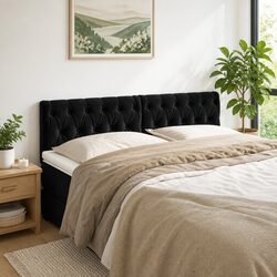 Reliable and Elegant Black Velvet Headboard