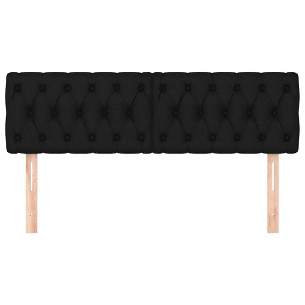 Black Fabric Headboard 160cm Adjustable Height Wooden Legs Bedroom Bed Support