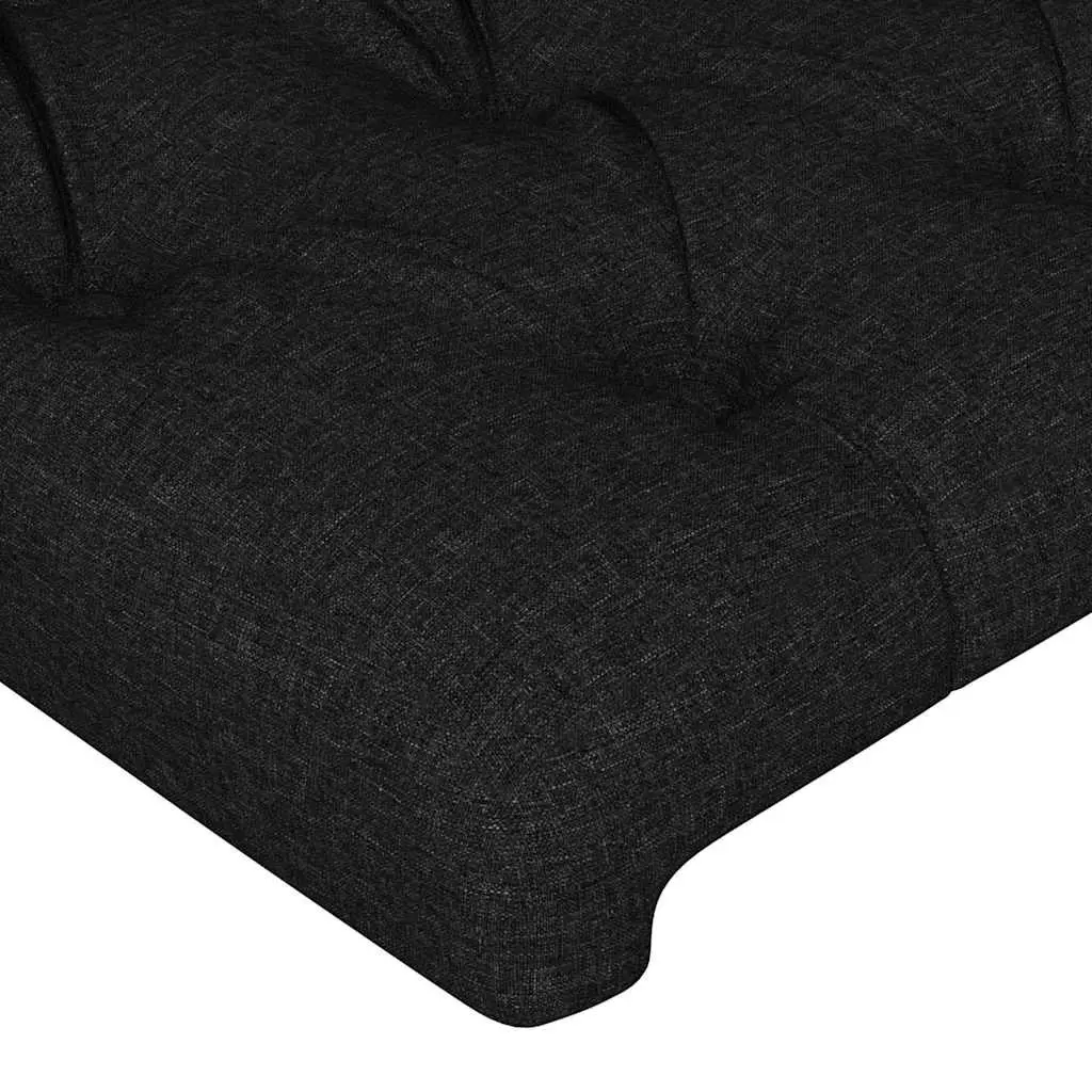 Black Fabric Headboard 160cm Adjustable Height Wooden Legs Bedroom Bed Support