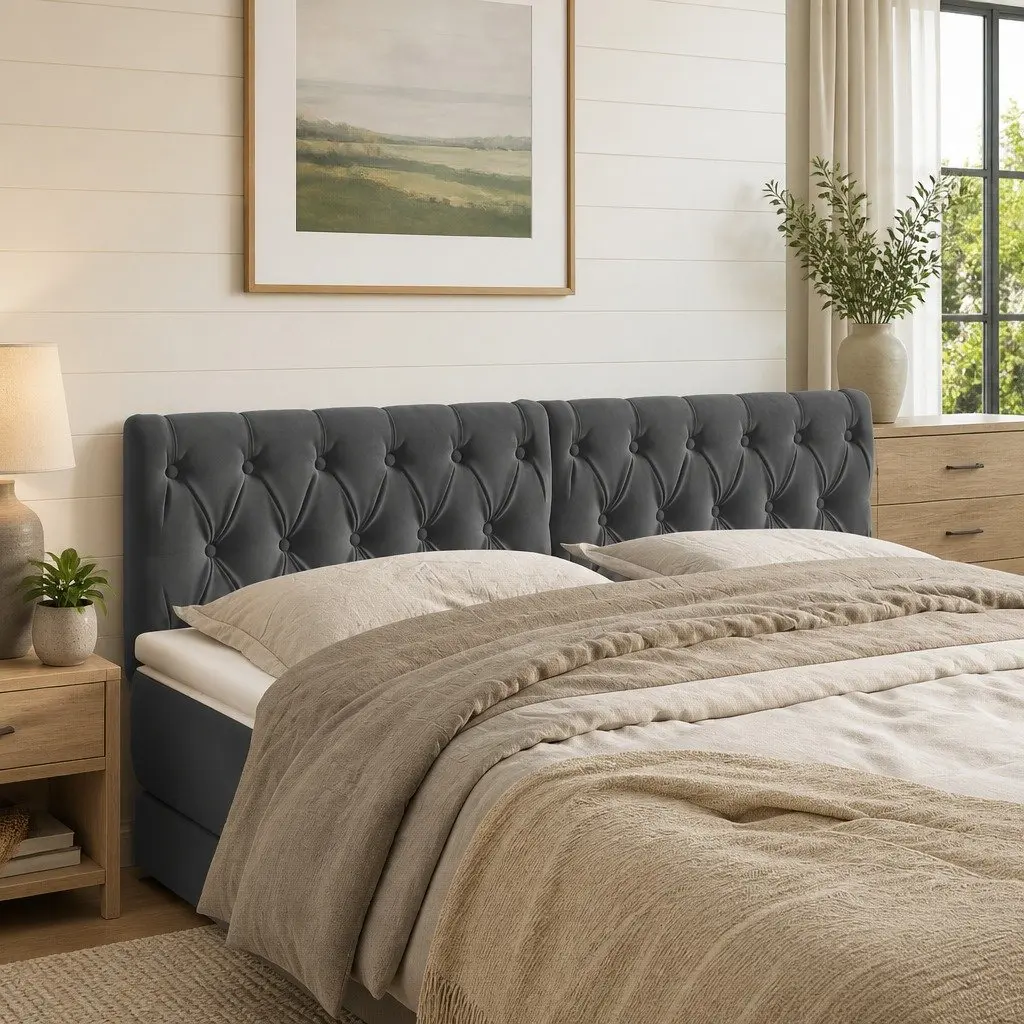 Headboard Dark Grey 160x7x78/88 cm Bedroom Furniture Bed Back Support