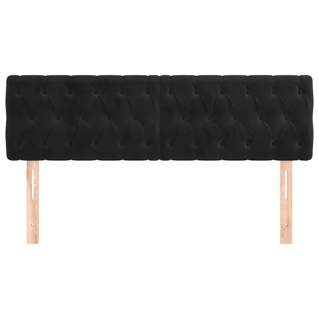 Black Velvet Adjustable Height Headboard 160cm for Bed Frame with Wooden Legs