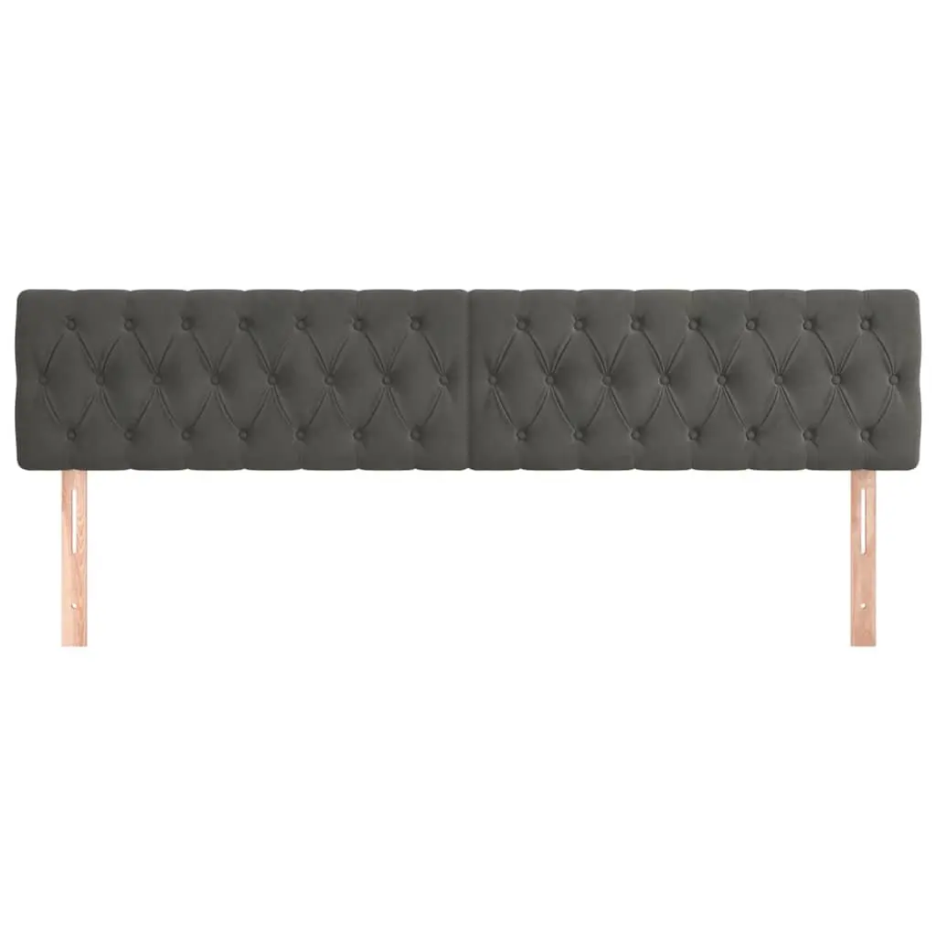 Velvet Headboard Adjustable Height 200cm Wide Grey Wooden Legs Bedroom