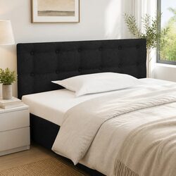 Headboard Black 100 cm Fabric Adjustable Height Bedroom Bed Support Elegant