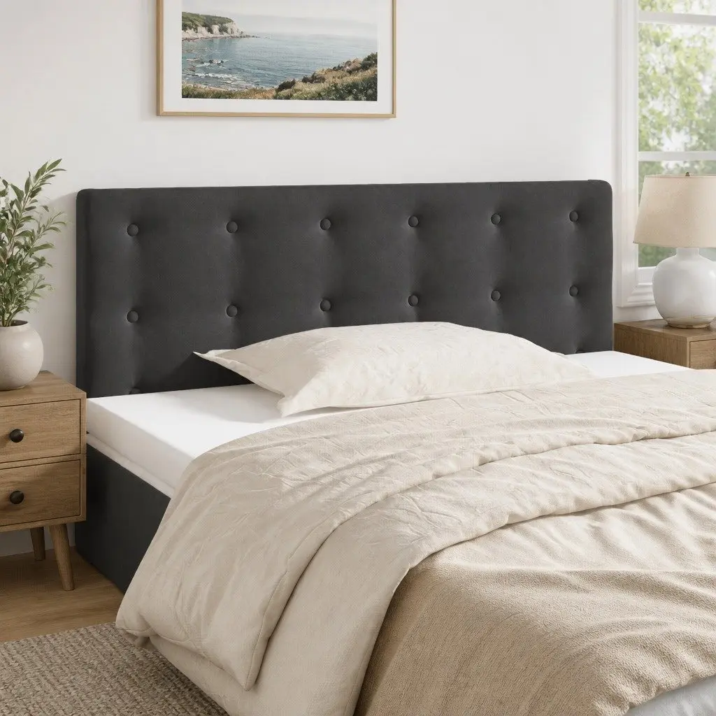 Velvet Headboard Dark Grey 100cm Adjustable Height Wooden Bedroom Furniture