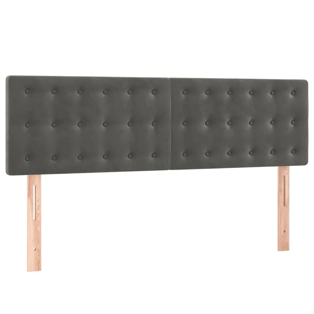 Grey Velvet Headboard with Wooden Legs Adjustable Height Bedroom Bed Back