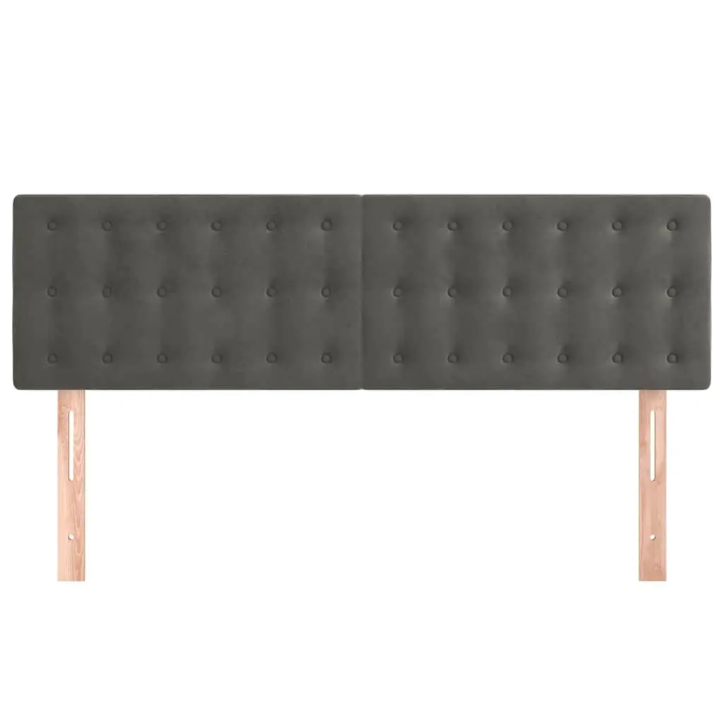 Grey Velvet Headboard with Wooden Legs Adjustable Height Bedroom Bed Back
