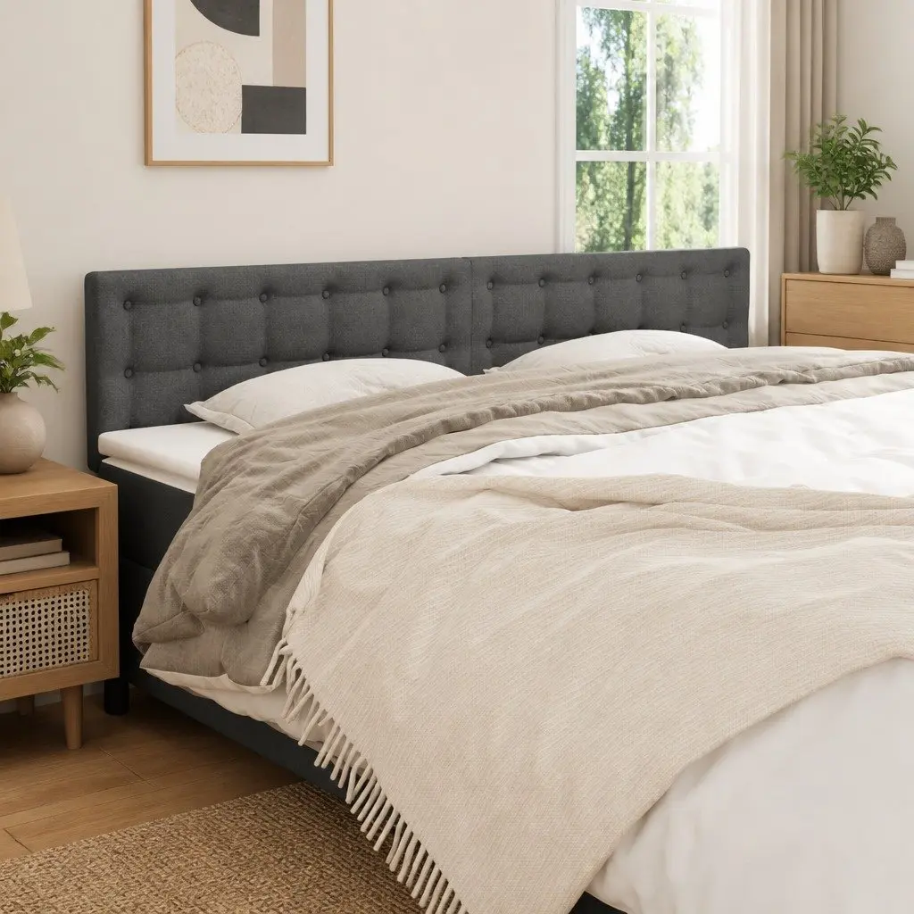 Headboard Fabric Bedroom Bed Head Support Dark Grey 160x5x78/88 cm