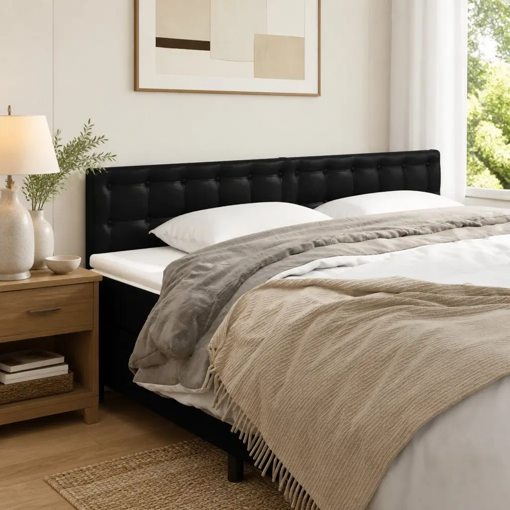 Adjustable Black Faux Leather Headboard