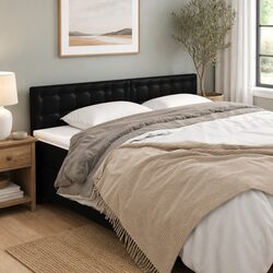 Elegant Black Faux Leather Headboard with Adjustable Height
