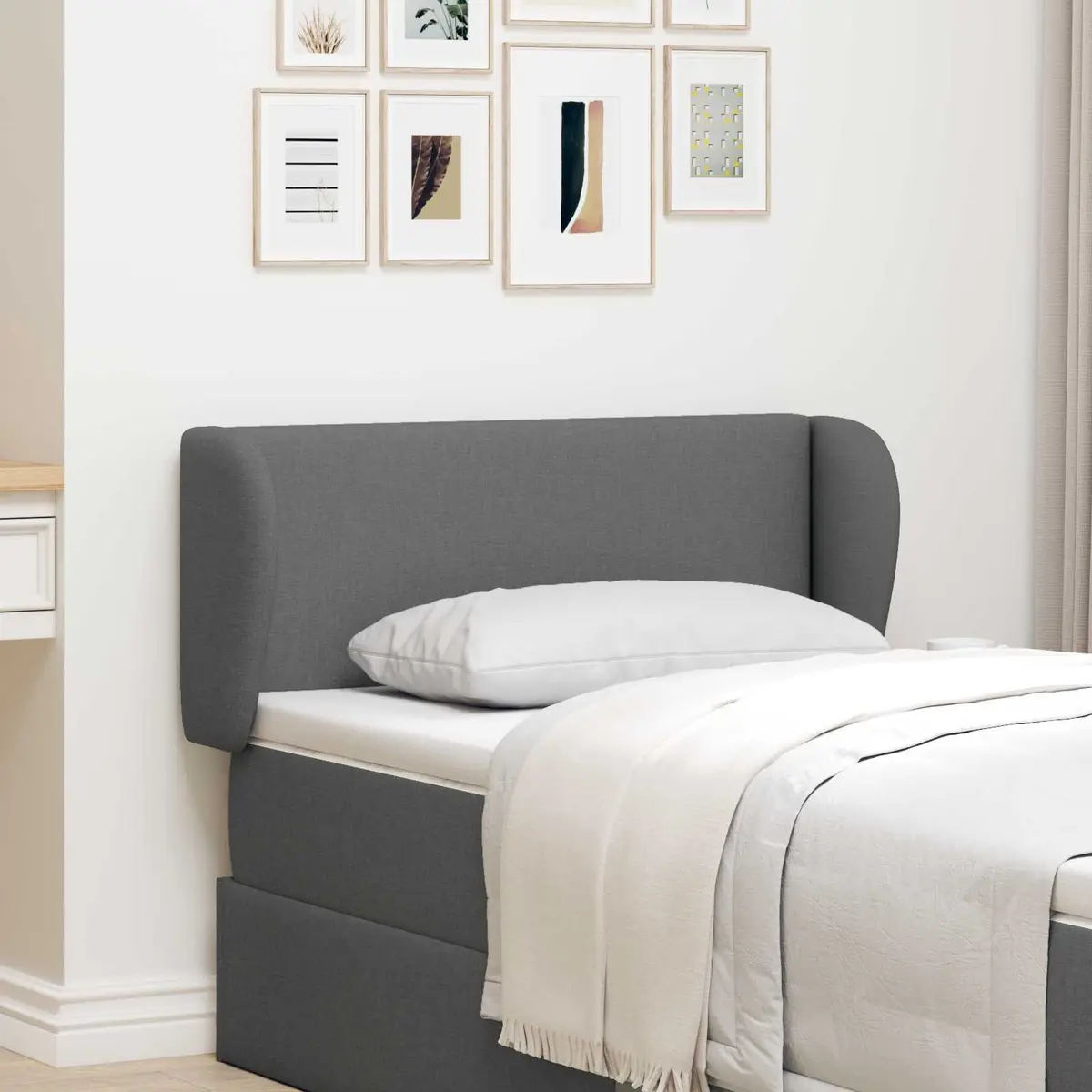 Headboard Modern Dim Grey Fabric 40 x 23 x 6 cm Bedroom Furniture