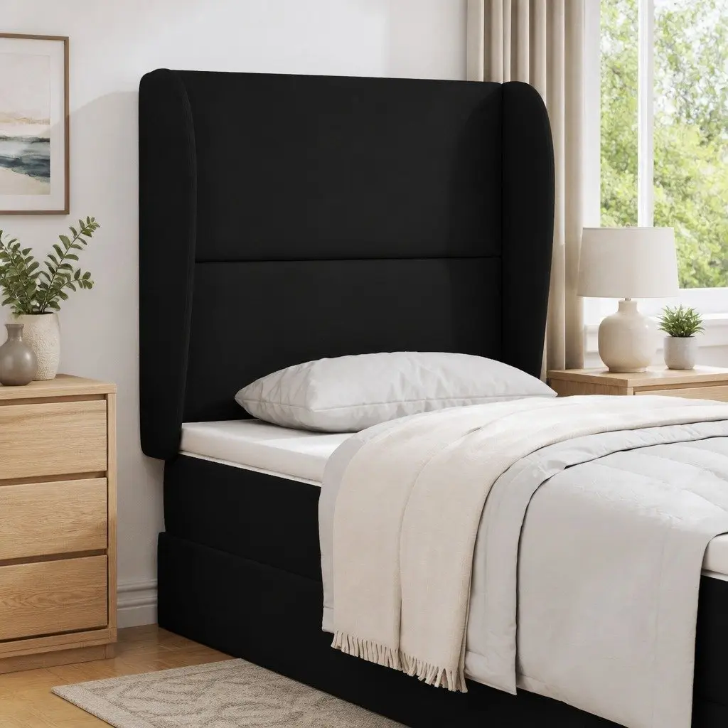 Headboard Wave Ear Modern Bedroom Black 80 x 23 x 6 cm Soft Touch Design