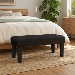 Practical Black Faux Leather Bench with Comfort Features