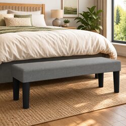 Grey Fabric Upholstered Bench – Practical Comfort and Style
