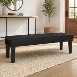 Affordable Black Faux Leather Bench with Comfort and Style