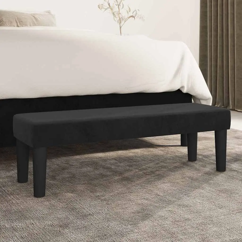Black Velvet Bench with Padded Seating