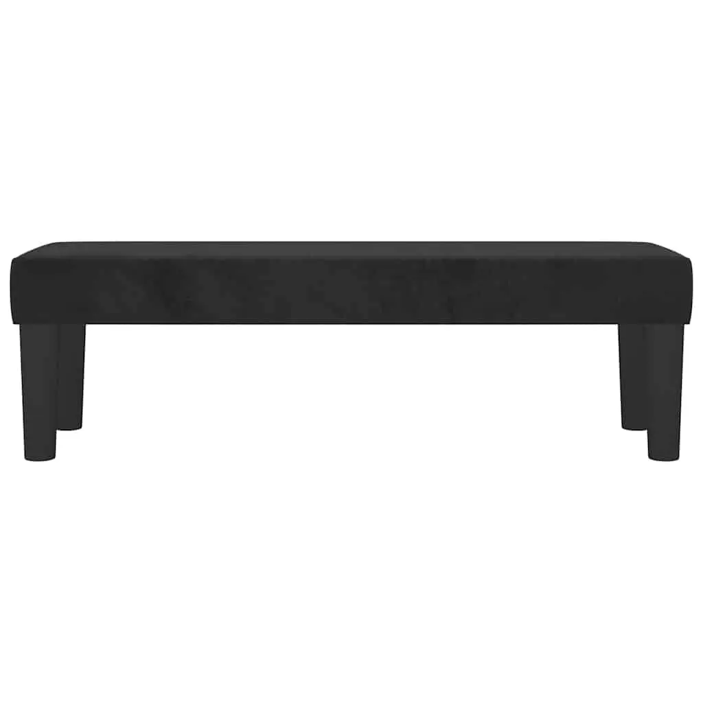 Black Velvet Bench with Padded Seating