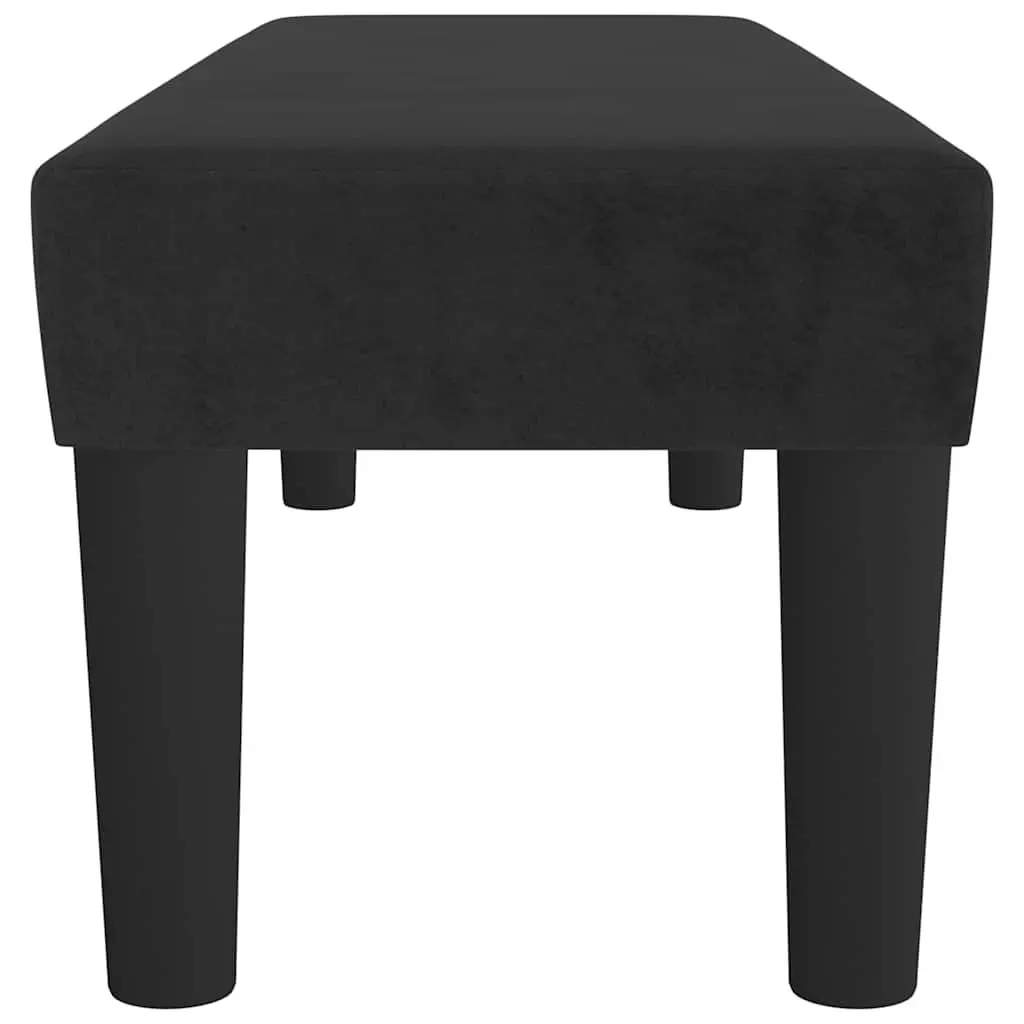 Black Velvet Bench with Padded Seating