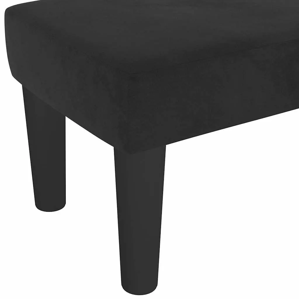 Black Velvet Bench with Padded Seating