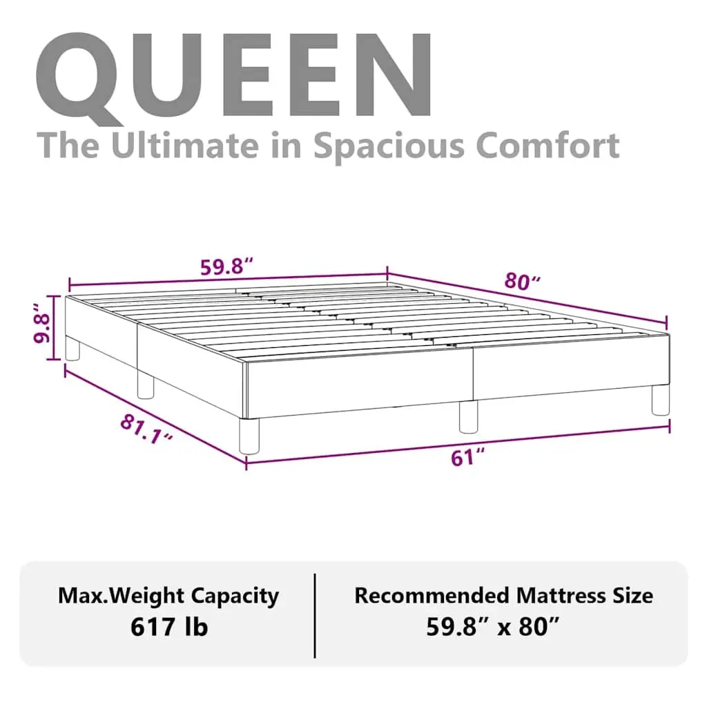 Queen Bed Frame Grey Fabric 152x203 cm Upholstered Platform Bedroom