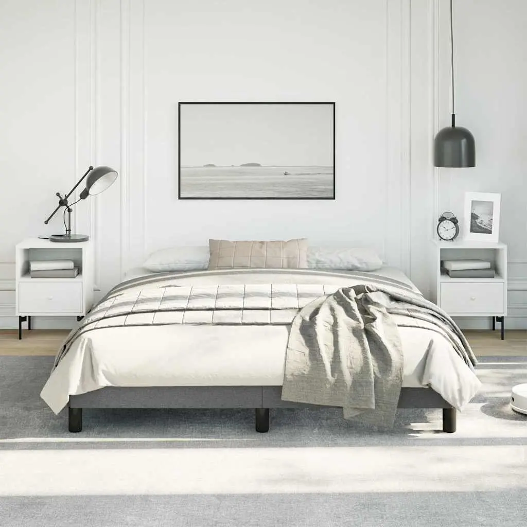 Queen Bed Frame Grey Fabric 152x203 cm Upholstered Platform Bedroom