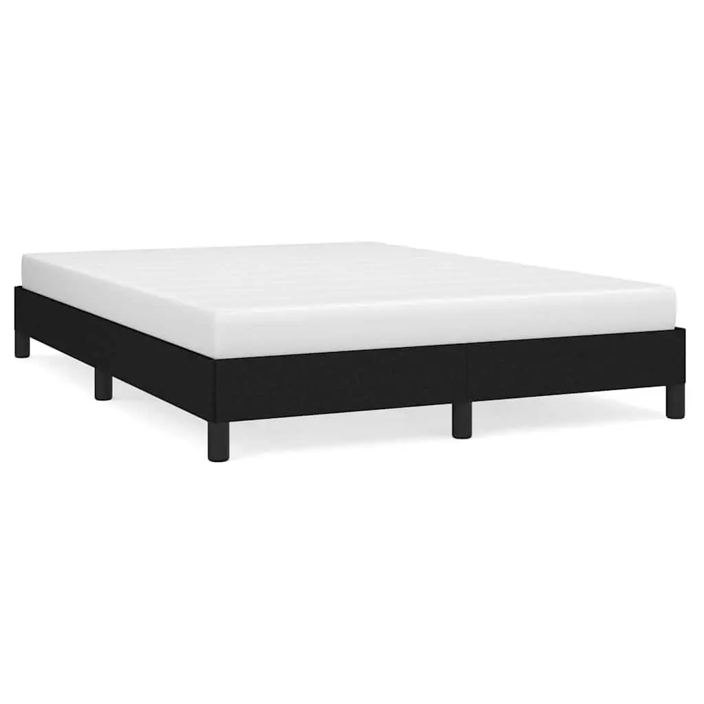 Queen Bed Frame Black Fabric 152x203 cm Bedroom Furniture Plywood Slats Legs