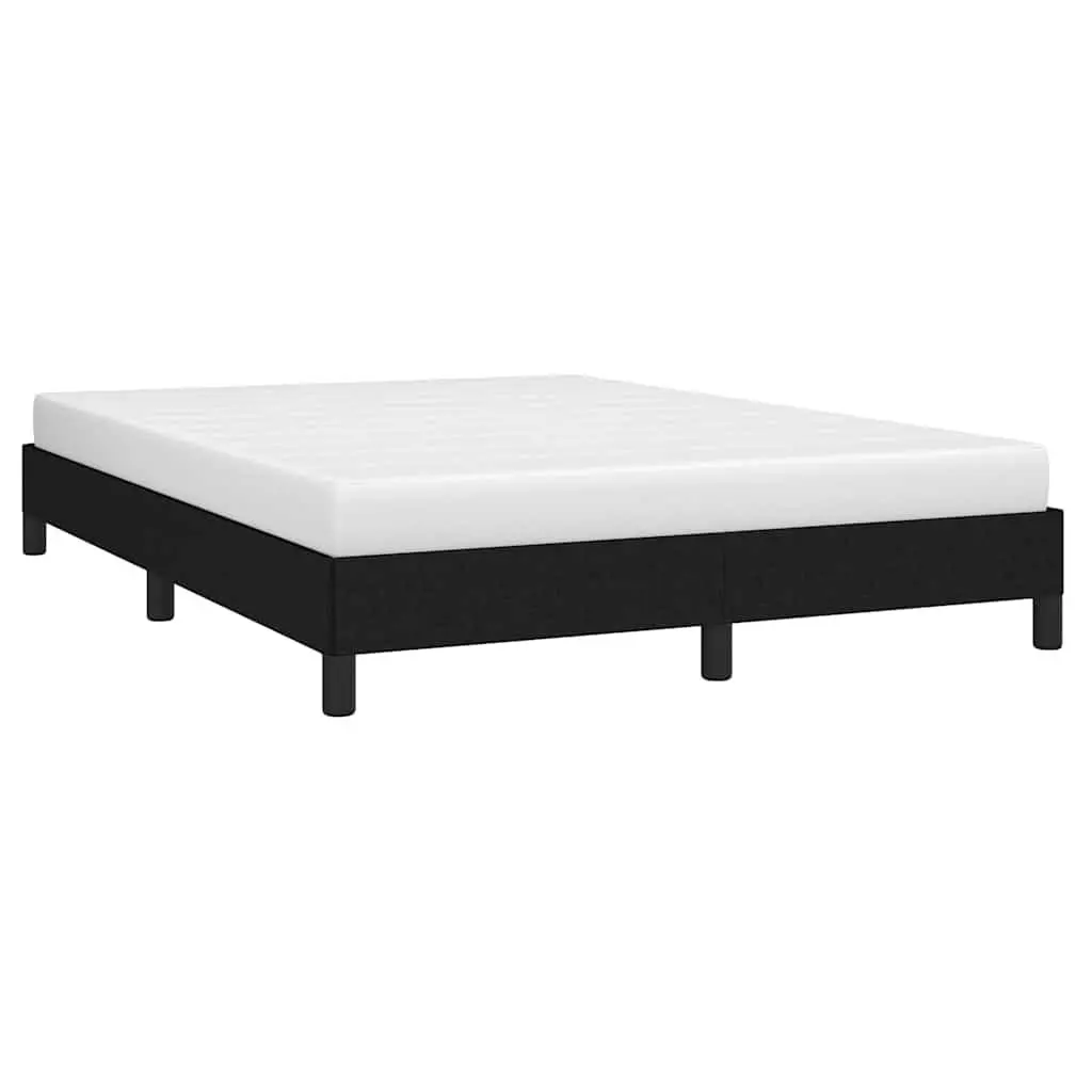 Queen Bed Frame Black Fabric 152x203 cm Bedroom Furniture Plywood Slats Legs
