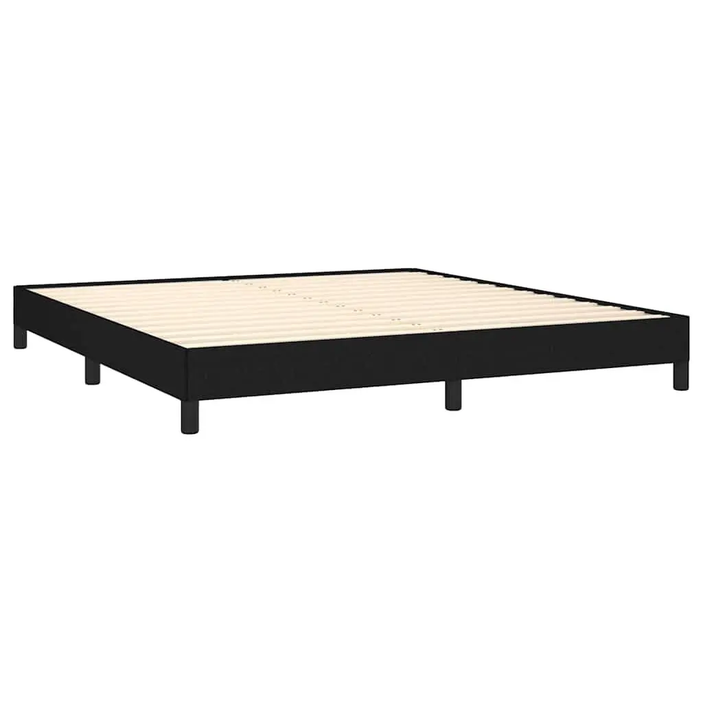 Queen Bed Frame Black Fabric 152x203 cm Bedroom Furniture Plywood Slats Legs