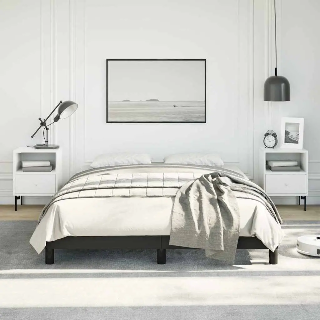 Double Bed Frame Black 137x187 cm Faux Leather Platform Bedroom Furniture