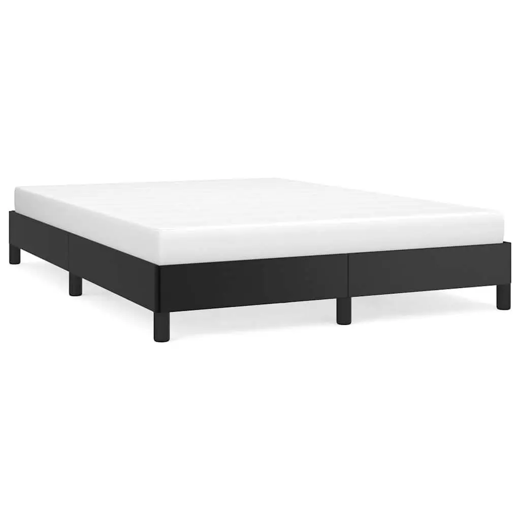 Queen Bed Frame Black Faux Leather 152x203cm Slat Support