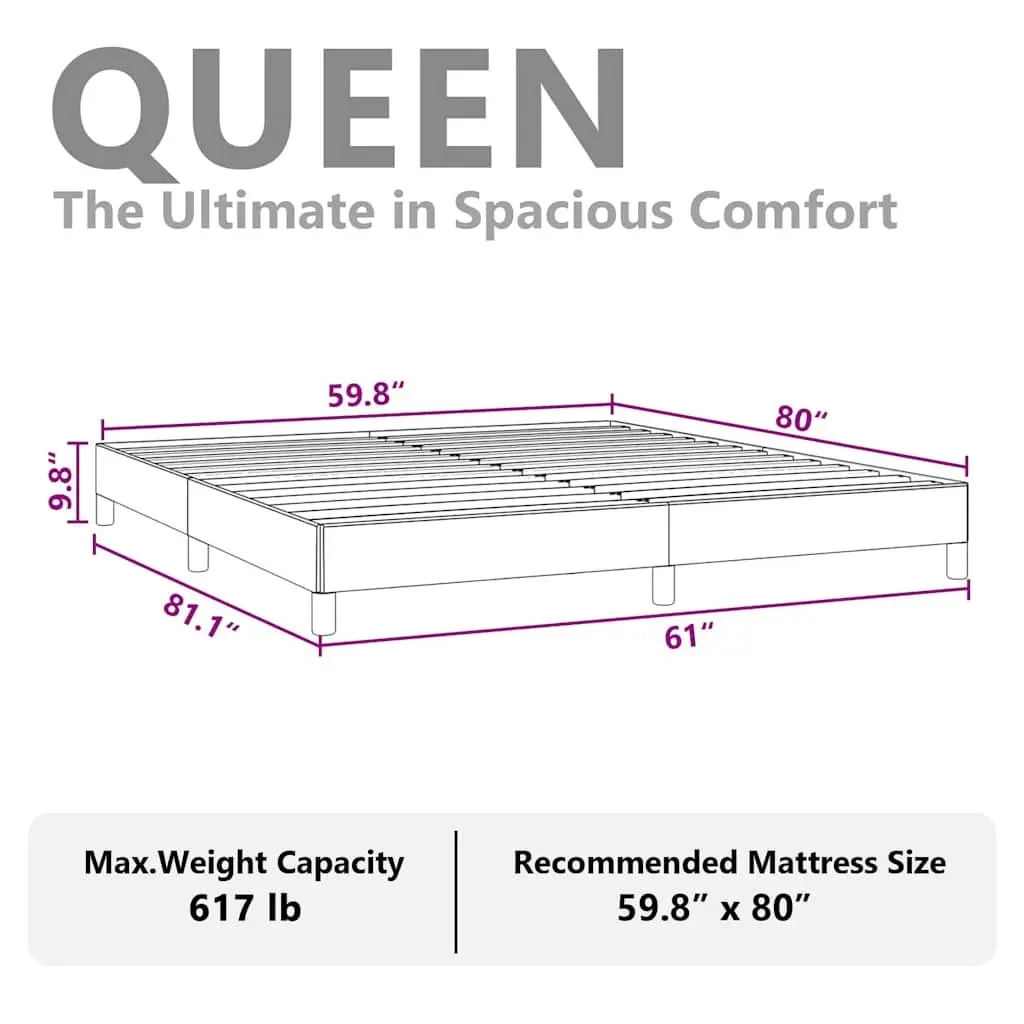 Queen Bed Frame Black Faux Leather 152x203cm Slat Support