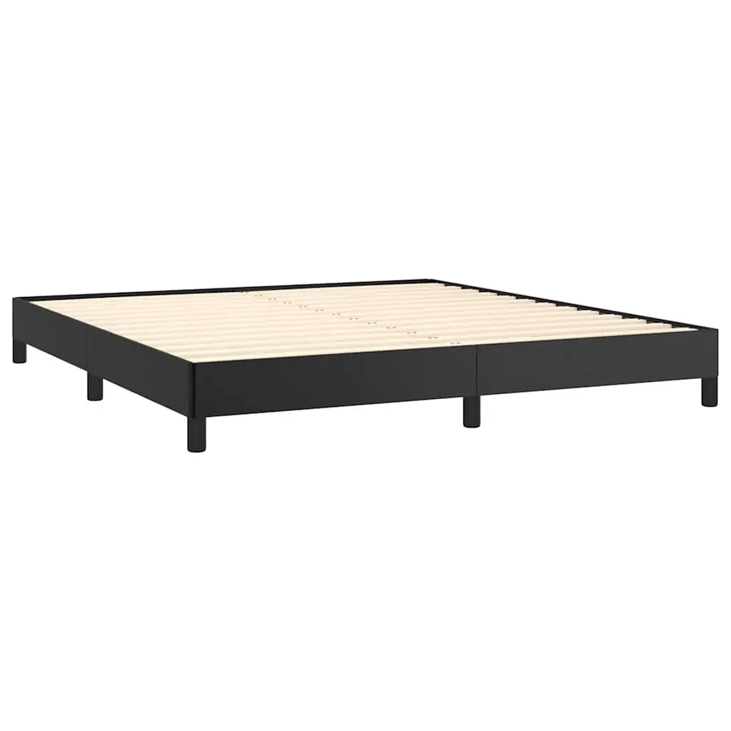 Queen Bed Frame Black Faux Leather 152x203cm Slat Support