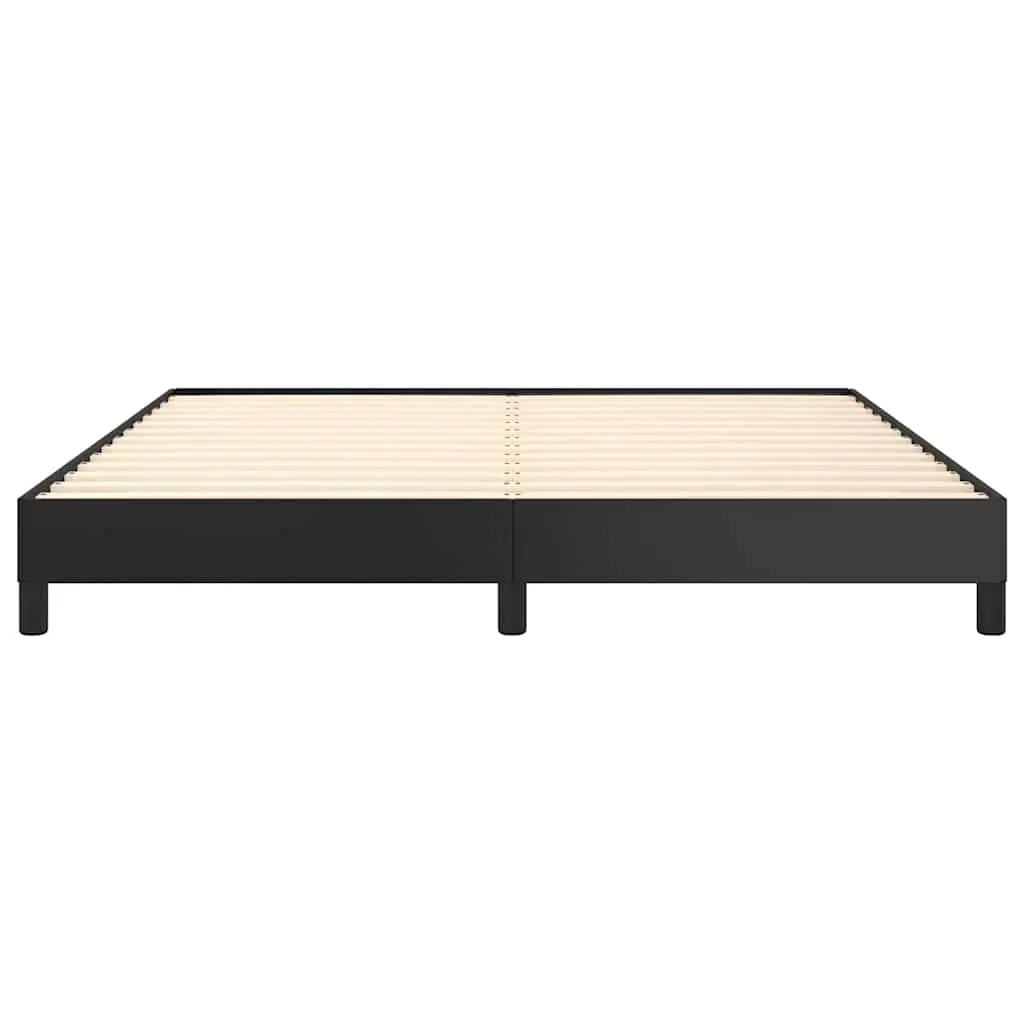 Queen Bed Frame Black Faux Leather 152x203cm Slat Support