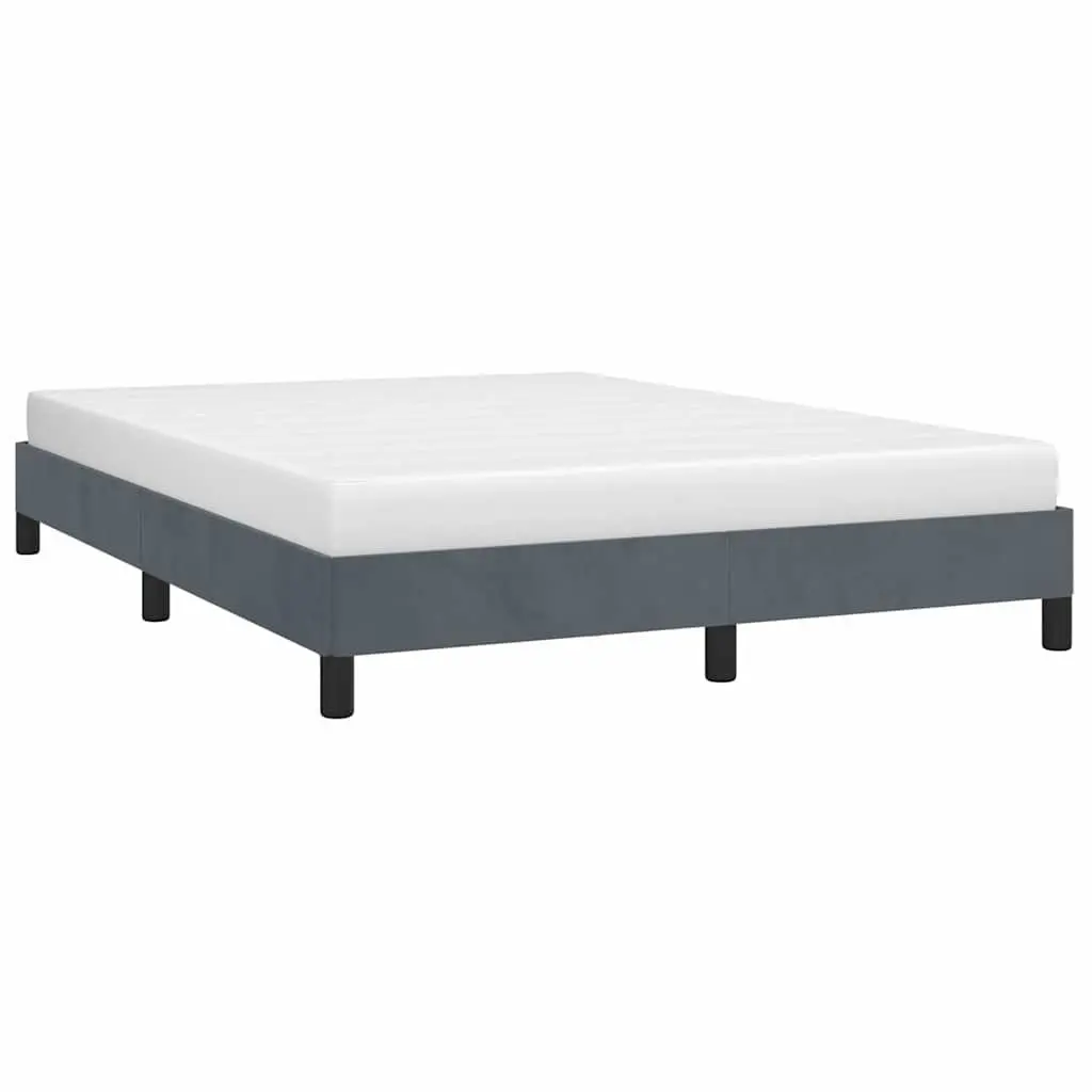Grey Velvet Double Bed Frame with Durable Support