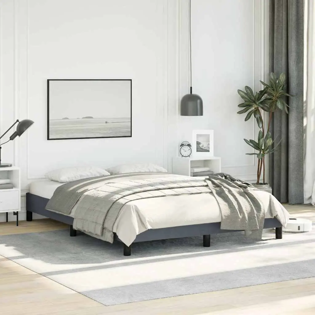 Grey Velvet Double Bed Frame with Durable Support