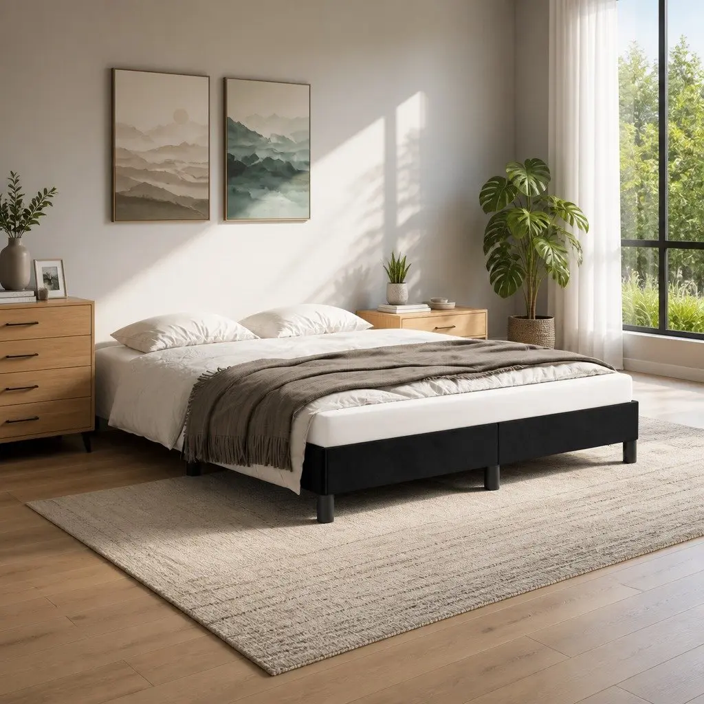 Black Velvet Queen Bed Frame