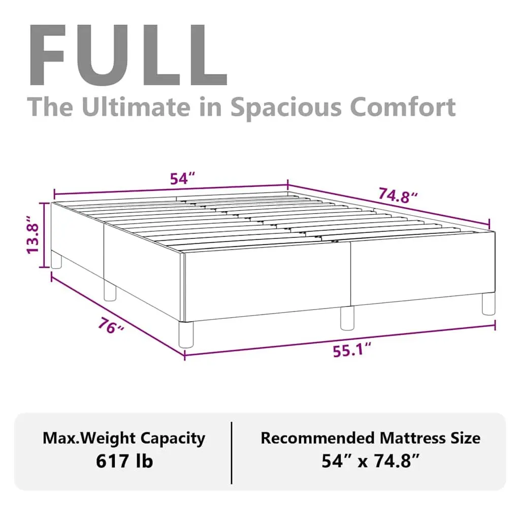 Double Bed Frame Grey Fabric 137x187cm Bedroom Furniture Sturdy Plywood Slats