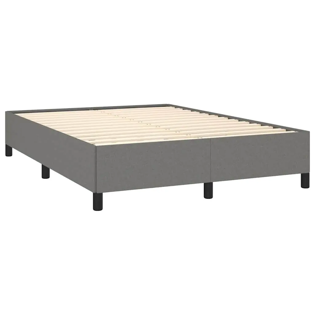 Double Bed Frame Grey Fabric 137x187cm Bedroom Furniture Sturdy Plywood Slats