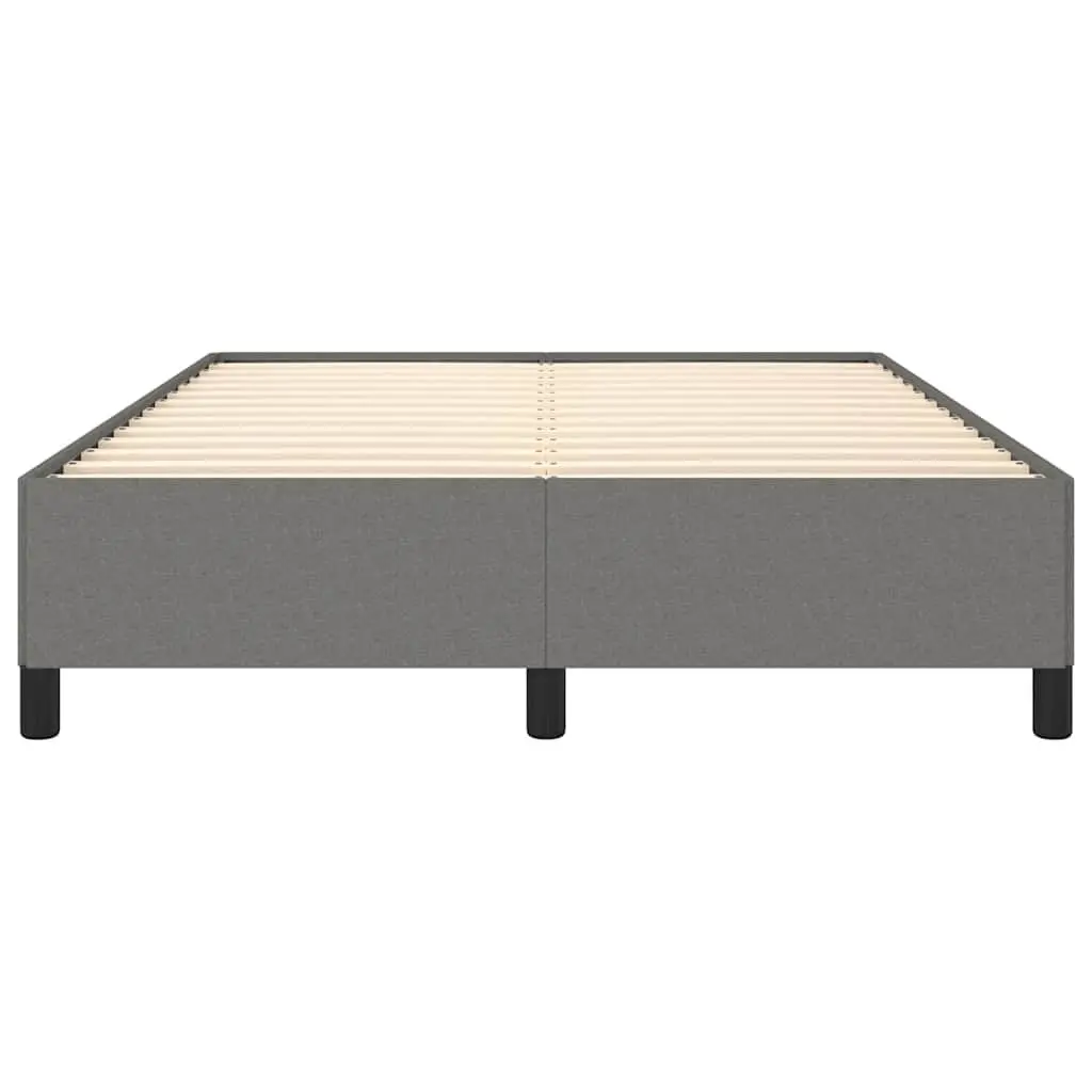 Double Bed Frame Grey Fabric 137x187cm Bedroom Furniture Sturdy Plywood Slats