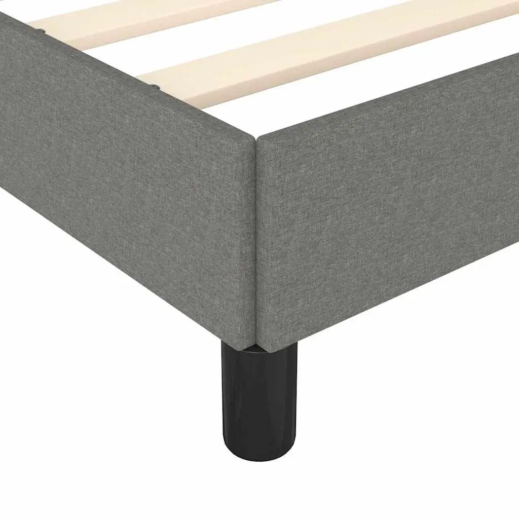 Double Bed Frame Grey Fabric 137x187cm Bedroom Furniture Sturdy Plywood Slats