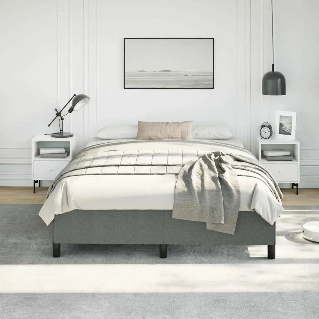 Queen Bed Frame Grey Fabric 152x203 cm Durable Upholstered Platform Bedroom