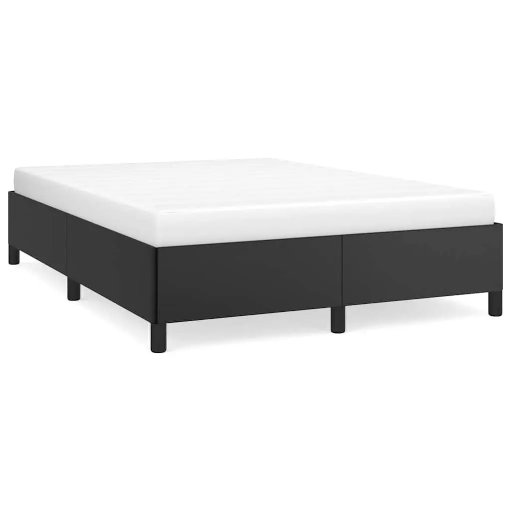 Double Bed Frame Black Faux Leather 137x187 cm Bedroom Furniture