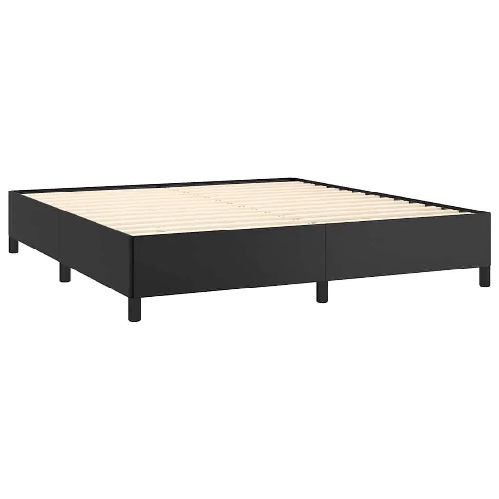 Queen Bed Frame Black Faux Leather Upholstered Platform 152x203 cm
