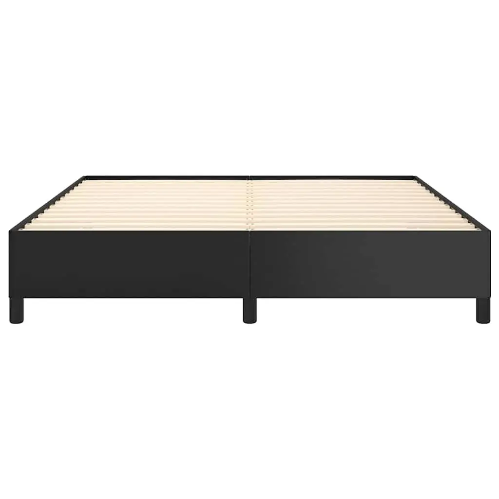 Queen Bed Frame Black Faux Leather Upholstered Platform 152x203 cm