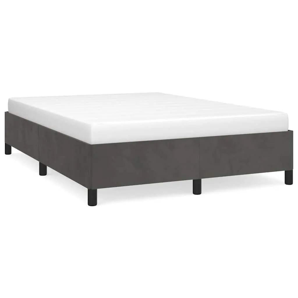 Queen Bed Frame Grey Velvet Upholstered 152x203cm Bedroom Furniture