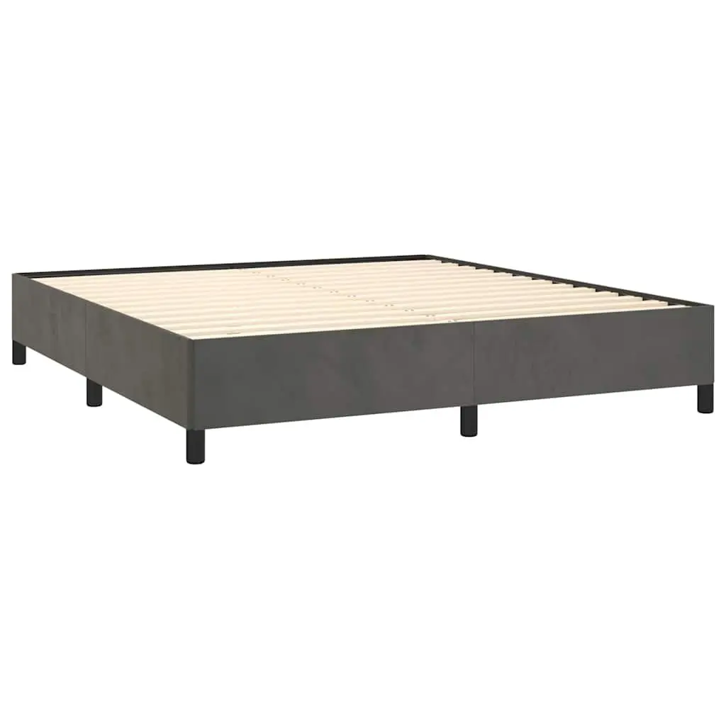 Queen Bed Frame Grey Velvet Upholstered 152x203cm Bedroom Furniture