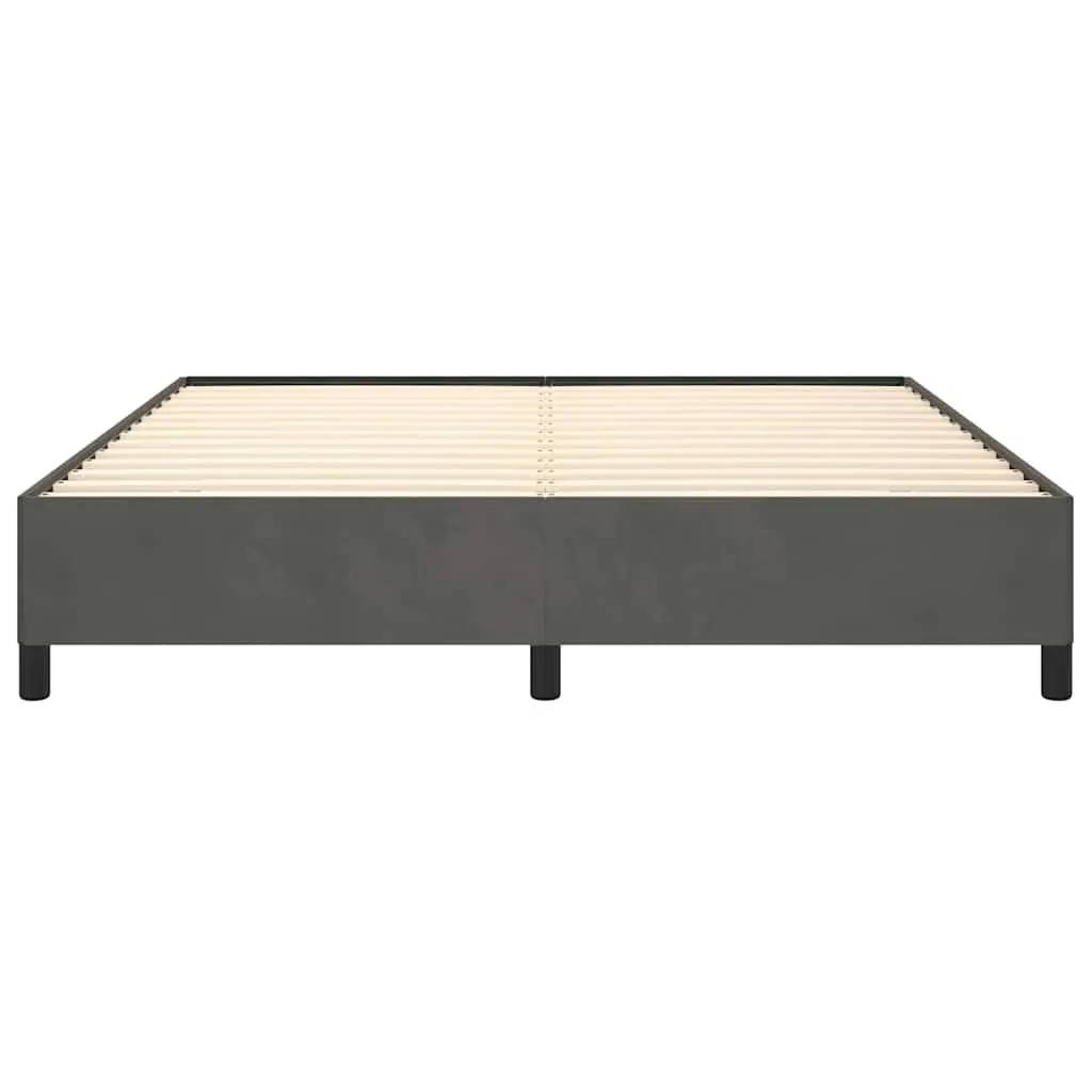 Queen Bed Frame Grey Velvet Upholstered 152x203cm Bedroom Furniture