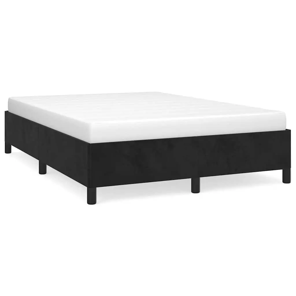 Queen Bed Frame Black Velvet 152x203cm Upholstered Slats