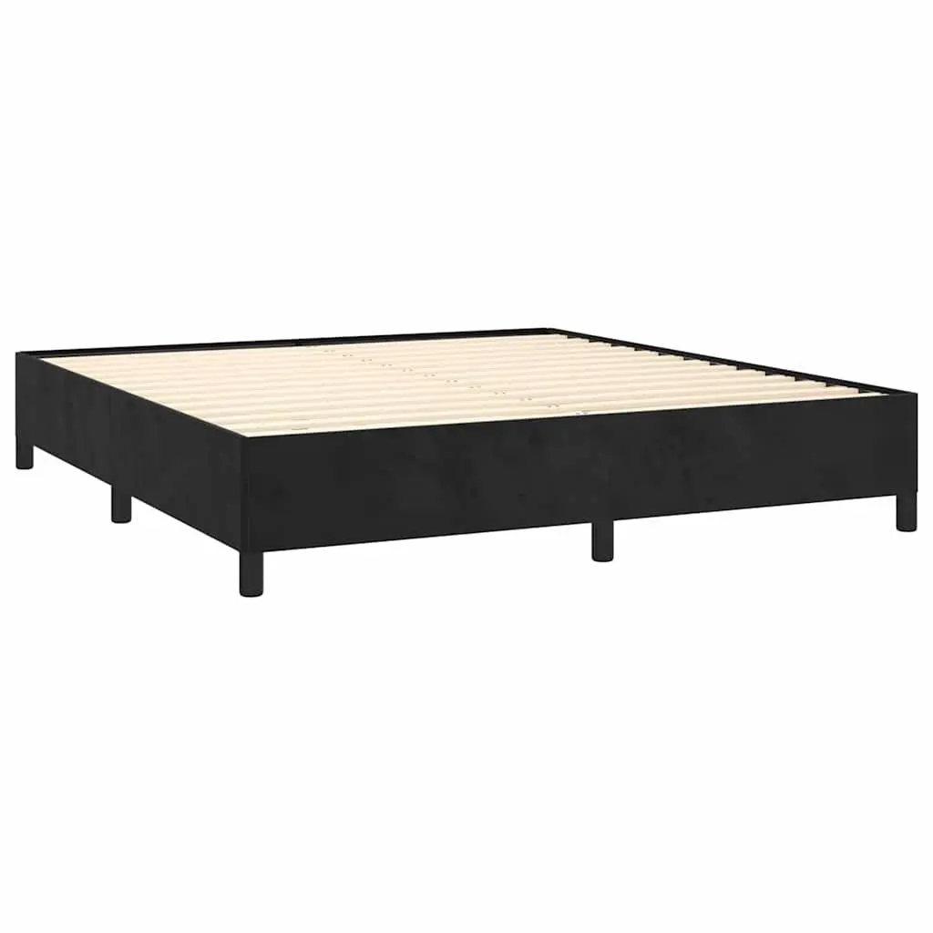 Queen Bed Frame Black Velvet 152x203cm Upholstered Slats
